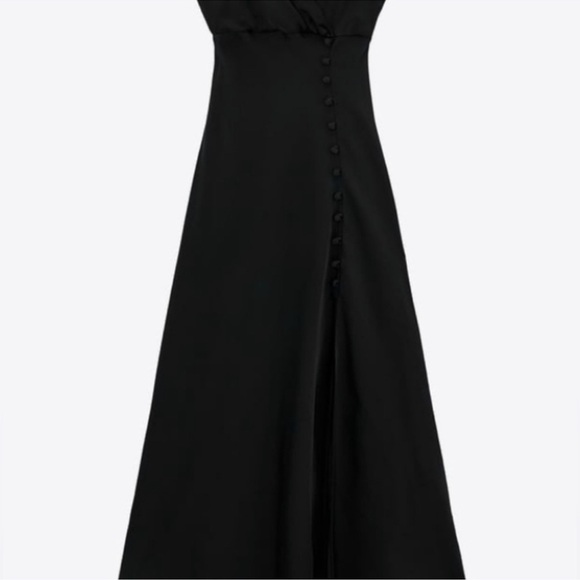 NEW! Zara Black Satin Midi Dress - Picture 5 of 8